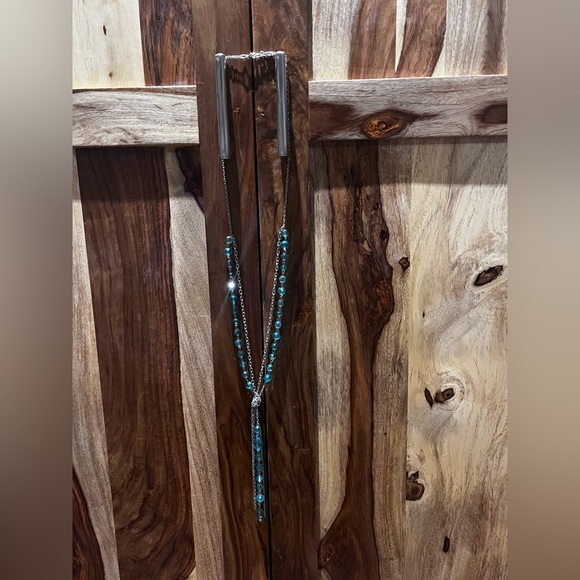 Beautiful long blue bead necklace - Picture 2 of 5